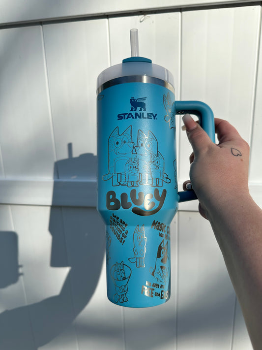 Bluey engraved Stanley.