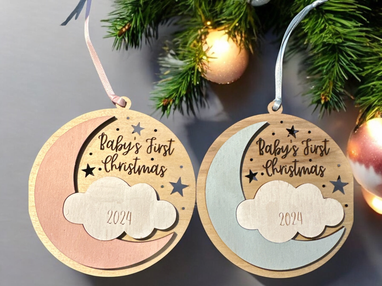 Baby’s first Christmas moon ornament