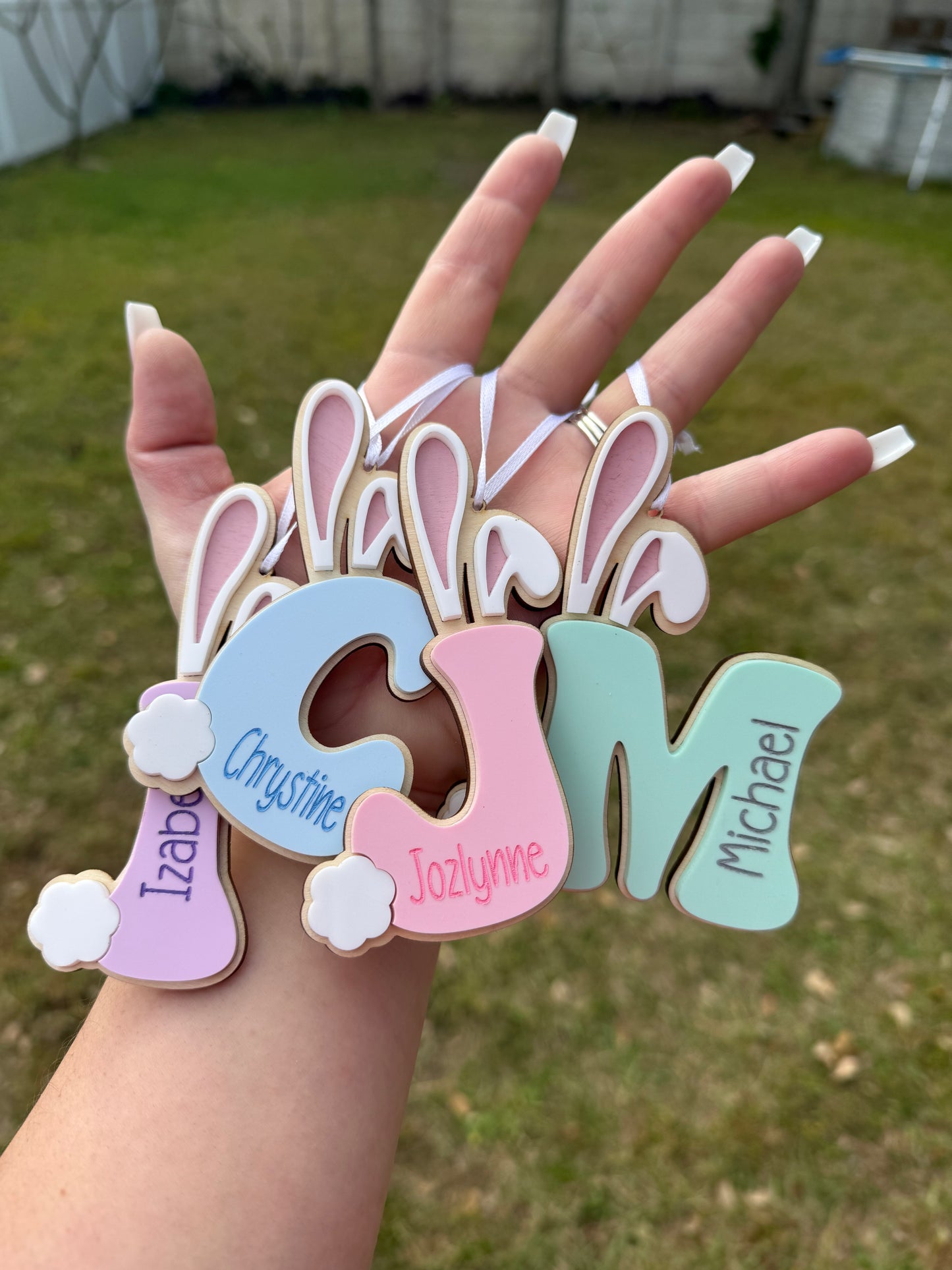 Bunny letter Easter basket tags