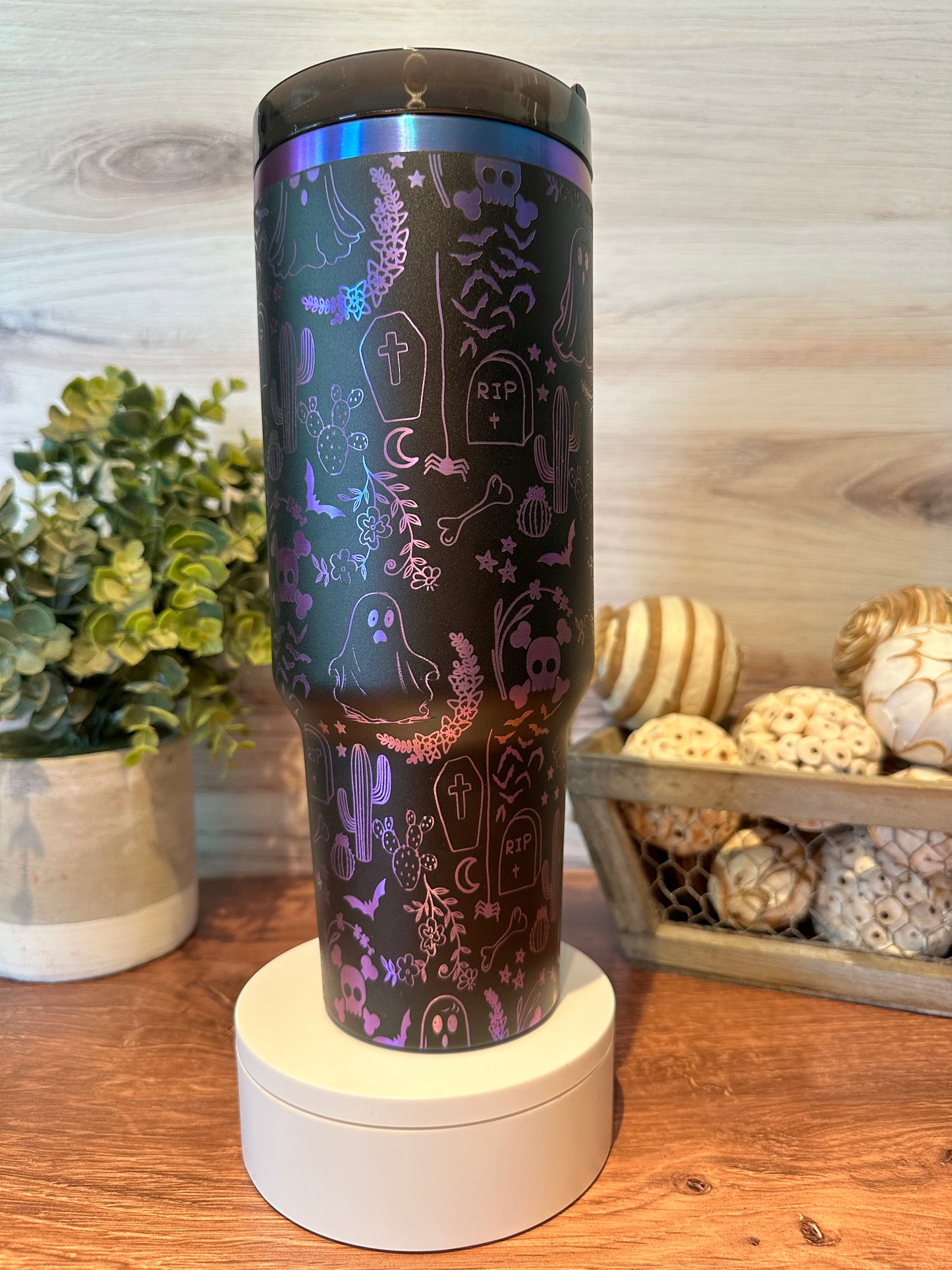 Halloween doodle 40oz handled tumbler.