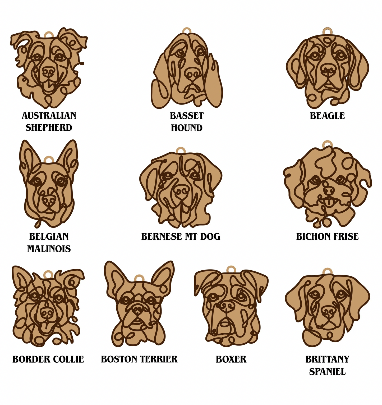 Dog Breed Line art ornaments