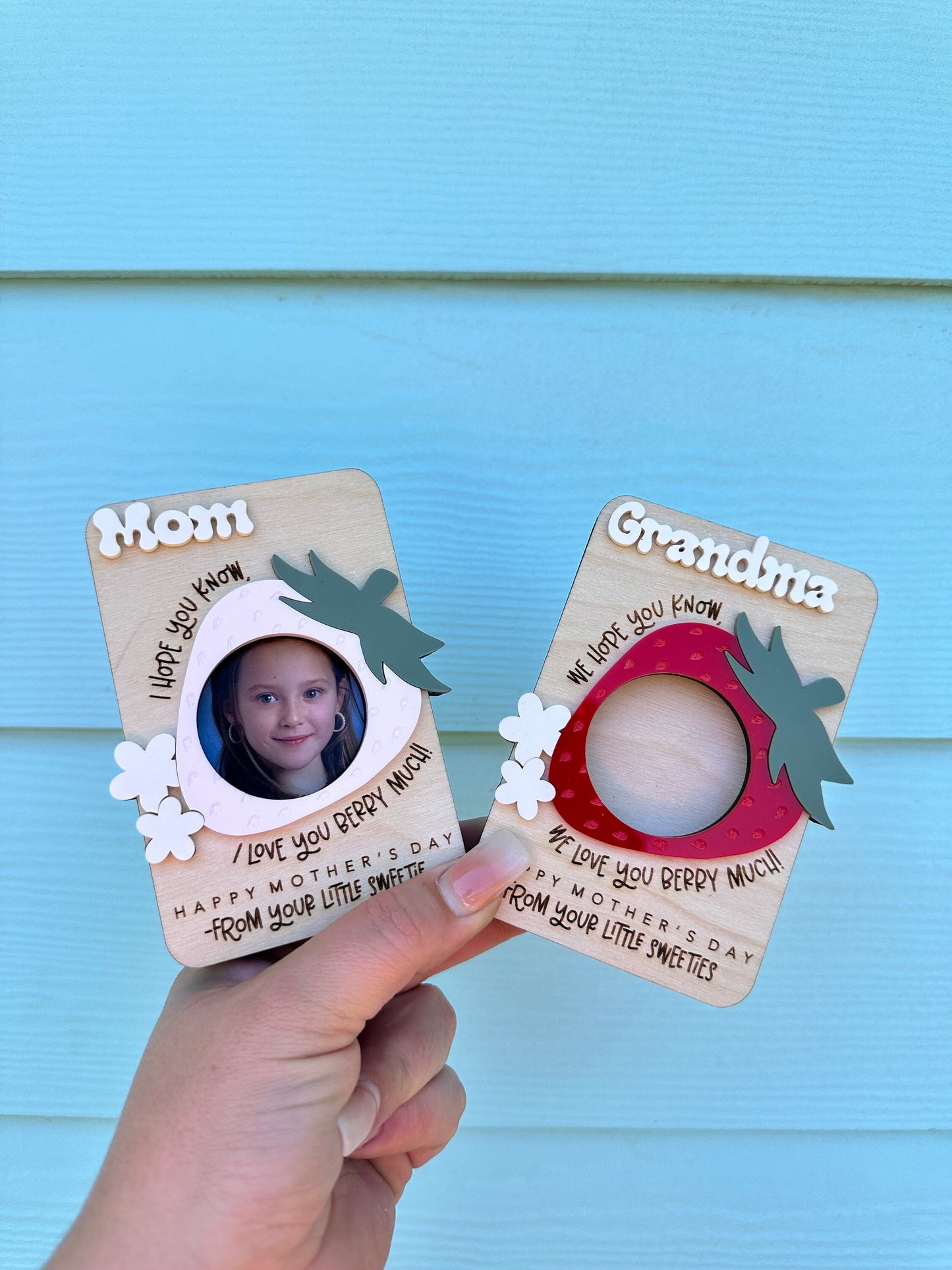 Fridge Photo Magnet, custom photo frame magnet, strawberry magnet, Mom photo magnet, Grandma photo magnet, Mother’s Day gift, Mom gift