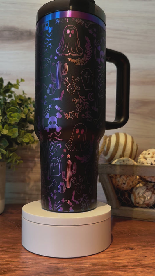 Halloween doodle 40oz handled tumbler.