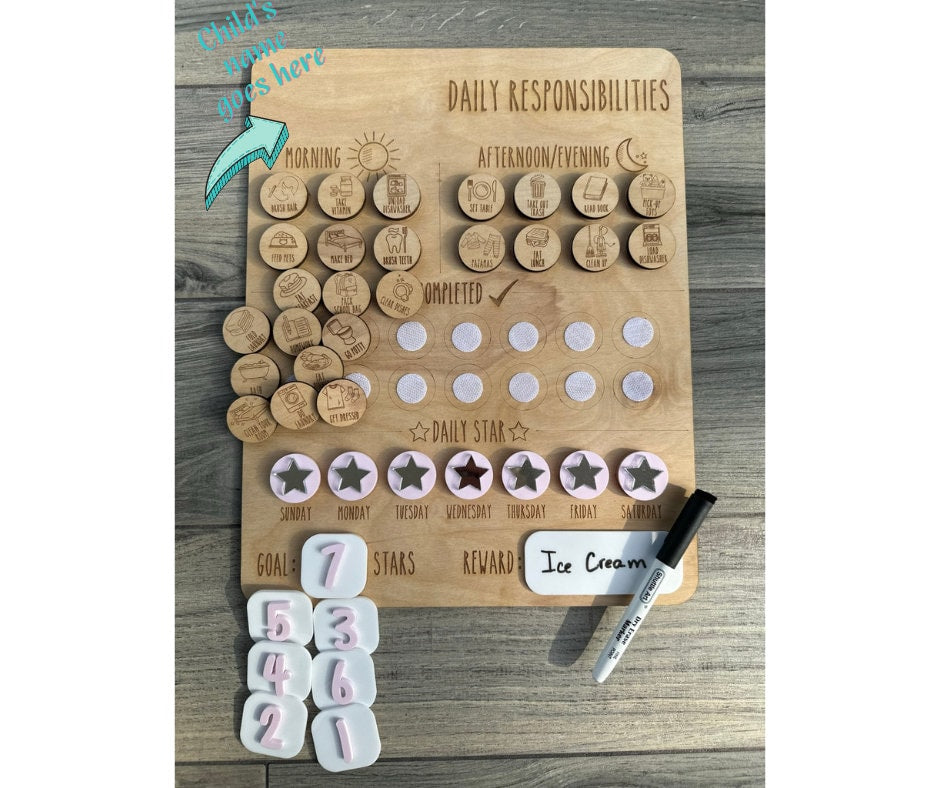 Kids daily responsibility chart/Chore chart