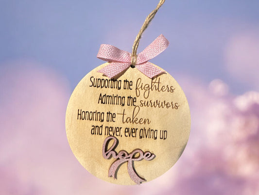 Never give up breast cancer ornament