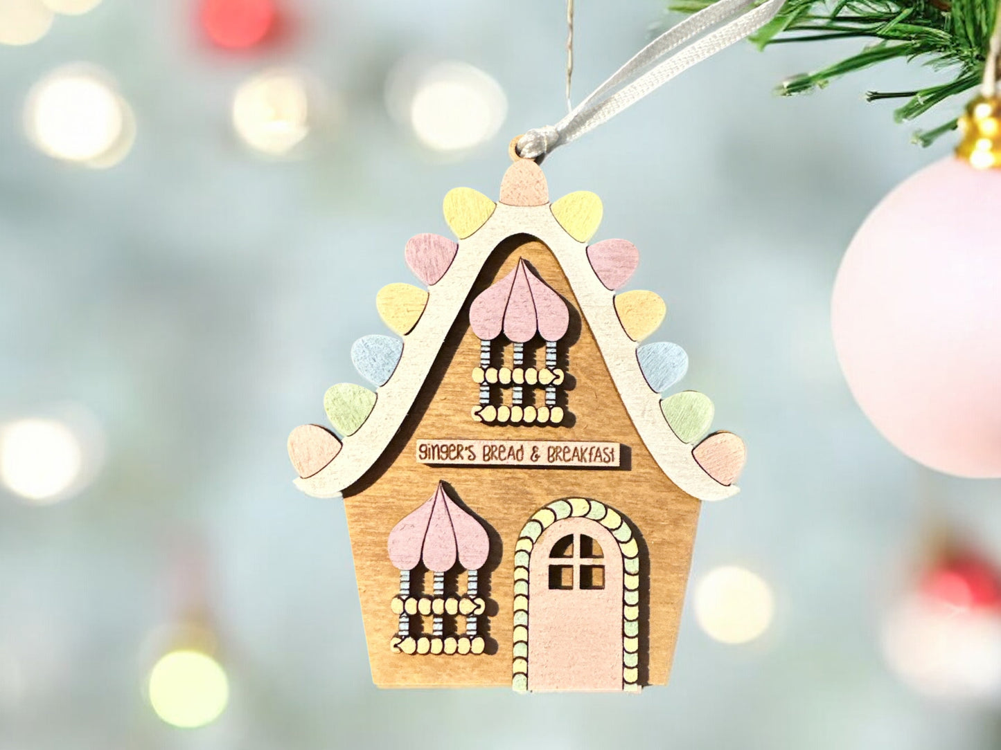 Pastel gingerbread and breakfast ornament