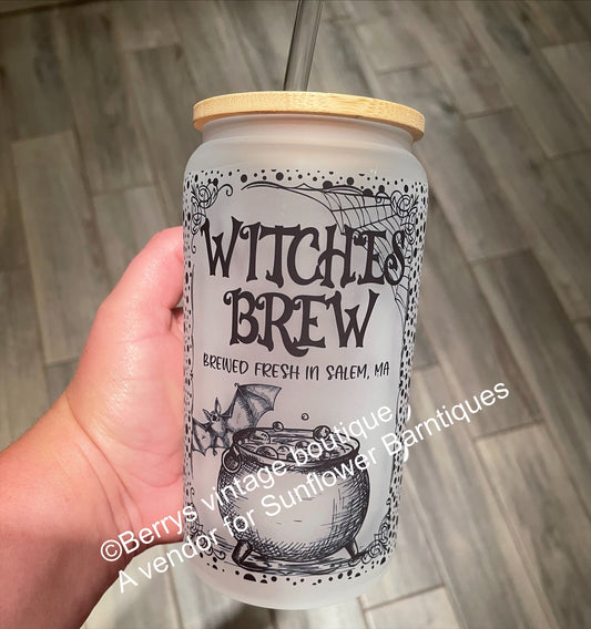 Witches brew frosted glass cup